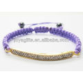 95B0225-3/ Wholesale diamante alloy shamballa woven bracelet/hand woven bracelets/blue wax cord